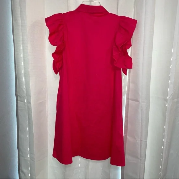 Crown & Ivy Sunset Pink/Hot Honeysuckle Ruffle Sleeve Dress - Picture 5 of 6